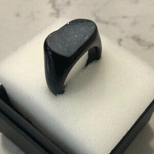 Druzy Agate Quartz Crystal Ring - Color: Black